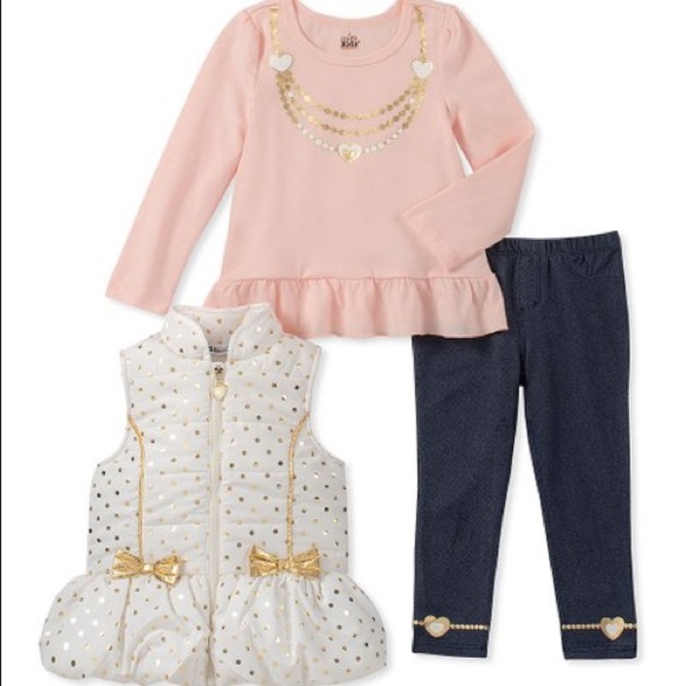 Gold and White Polka Dot Set